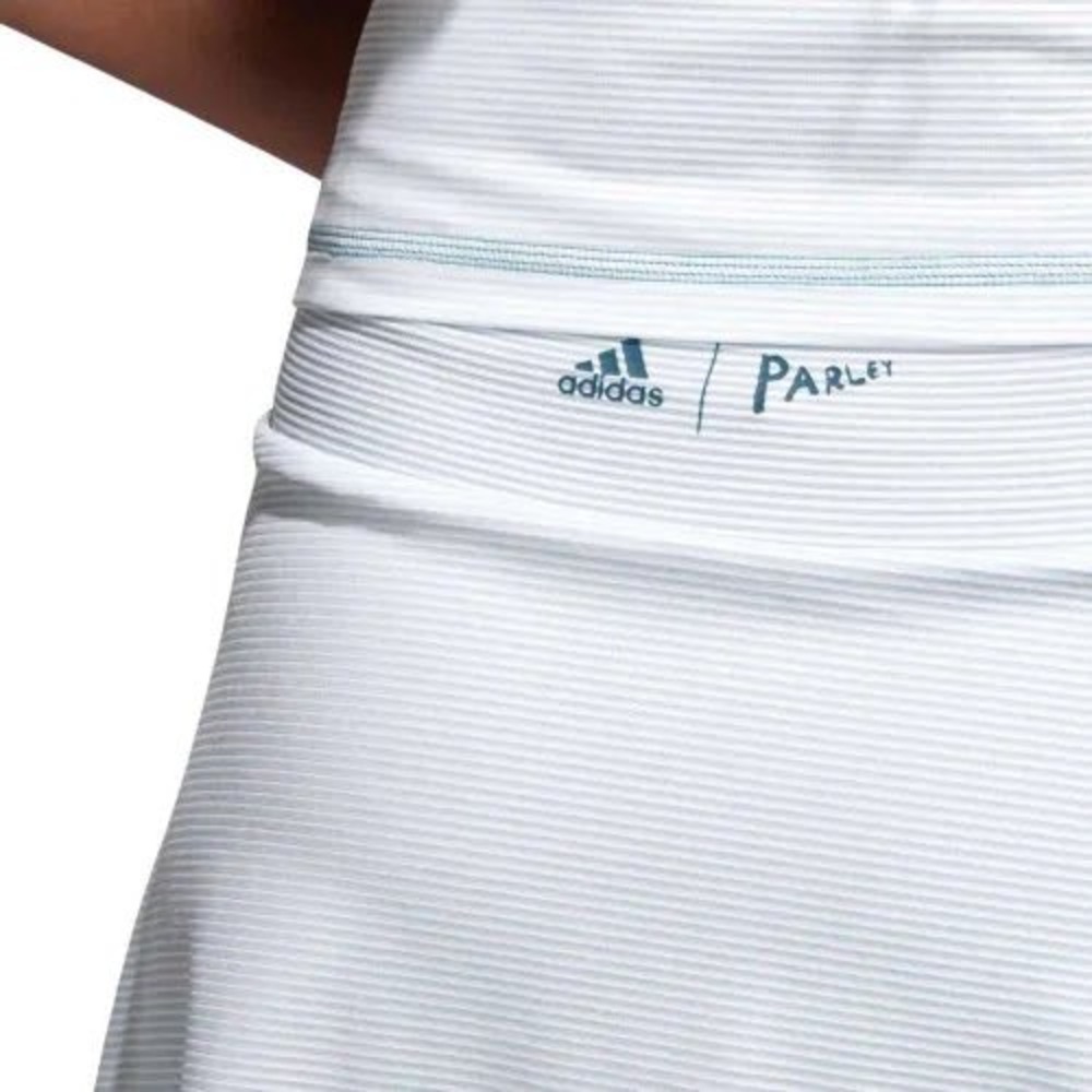 Adidas Parley Tennis Skort Light Blue White Striped Athletic Skirt Womens L